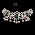 Polki Necklace and earrings with Pearls Droplets | Kameswari Jewellers