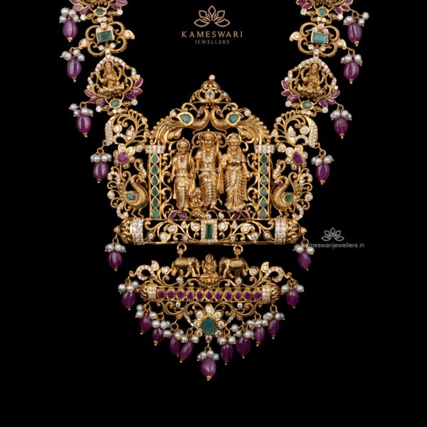 Radiant Ruby Ramparivar Haram | Kameswari Jewellers