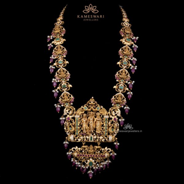 Radiant Ruby Ramparivar Haram | Kameswari Jewellers