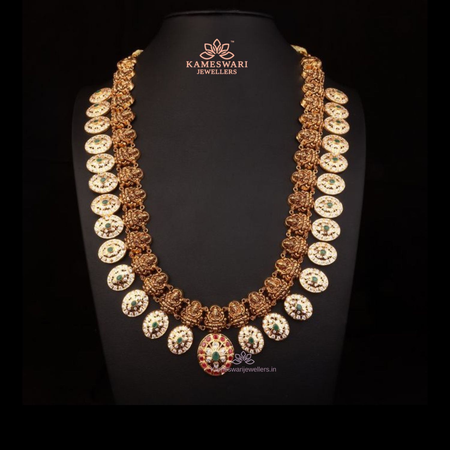 Kempu Bottu Mala | Urvaa | One Gram Gold Kempu Bottu Mala Jewellery