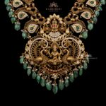 Antique Lakshmi Haram with emerald beads