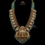 Antique Lakshmi Haram with emerald beads