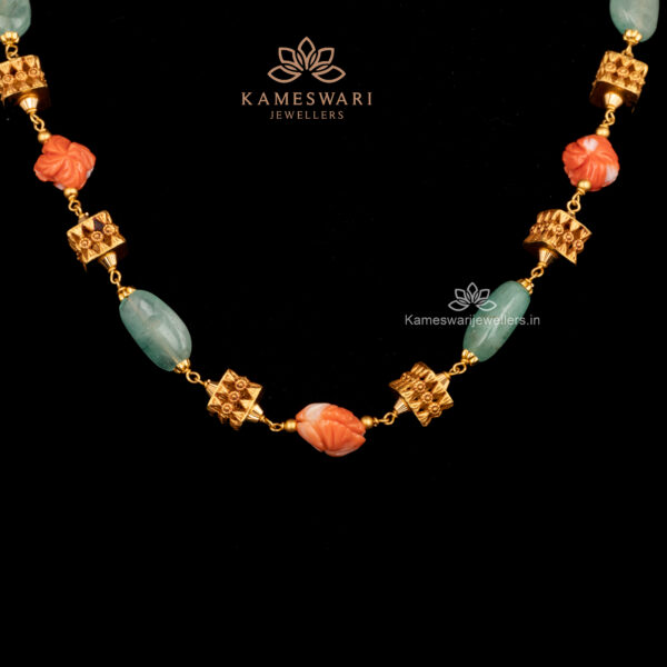 Elegant Beeds and gold Chain | Kameswari Jewellers