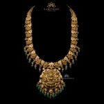 Luxurious Pachi Haram with Goddess Motif and Emerald Embellishments | Kameswari Jewellers