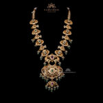 Pachi Haram with Gemstones and Elegant Peacock Motifs | Kameswari Jewellers