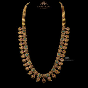Contemporary Pachi Haram with Square Emeralds and Filigree Work