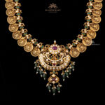 Pachi Kasu Haram with Intricate Pendant and Gemstone Embellishments