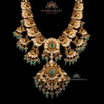 Royal Pachi Haram with Peacock Design and Emerald Beads