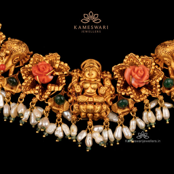 Goddess Lakshmi Motifs Necklace with Special Beeds