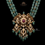 Elegant Pachi Necklace with Emerald Beads and Traditional Pendant | Kameswari Jewellers