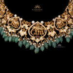 Pachi Necklace with Emerald Beads and Intricate Elephant Pendant | Kameswari Jewellers