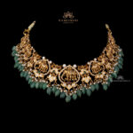 Pachi Necklace with Emerald Beads and Intricate Elephant Pendant | Kameswari Jewellers