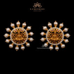 Goddess Lakshmi and Pearl stud Earrings |Kameswari Jewellers