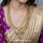 Pachi Kasu Haram with Intricate Pendant and Gemstone Embellishments