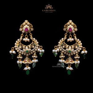 Exquisite Pachi Ruby and Emerald Earrings by Kameswari Jewellers