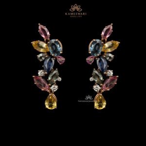 Real Sapphires and Diamonds Earrings | Kameswari Jewellers |