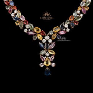 Real Sapphires and Diamonds Necklace | Kameswari Jewellers |